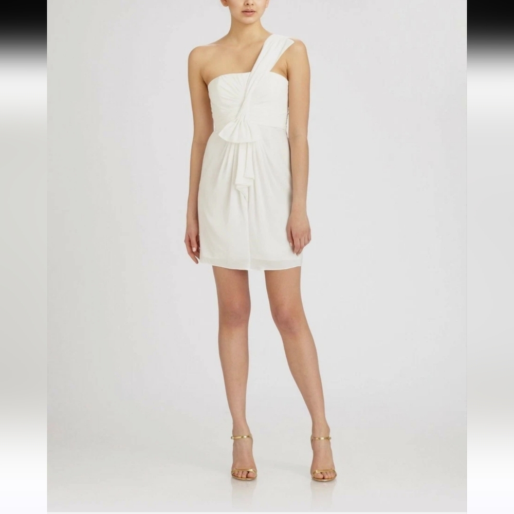 BCBG Elegant White One-Shoulder Dress